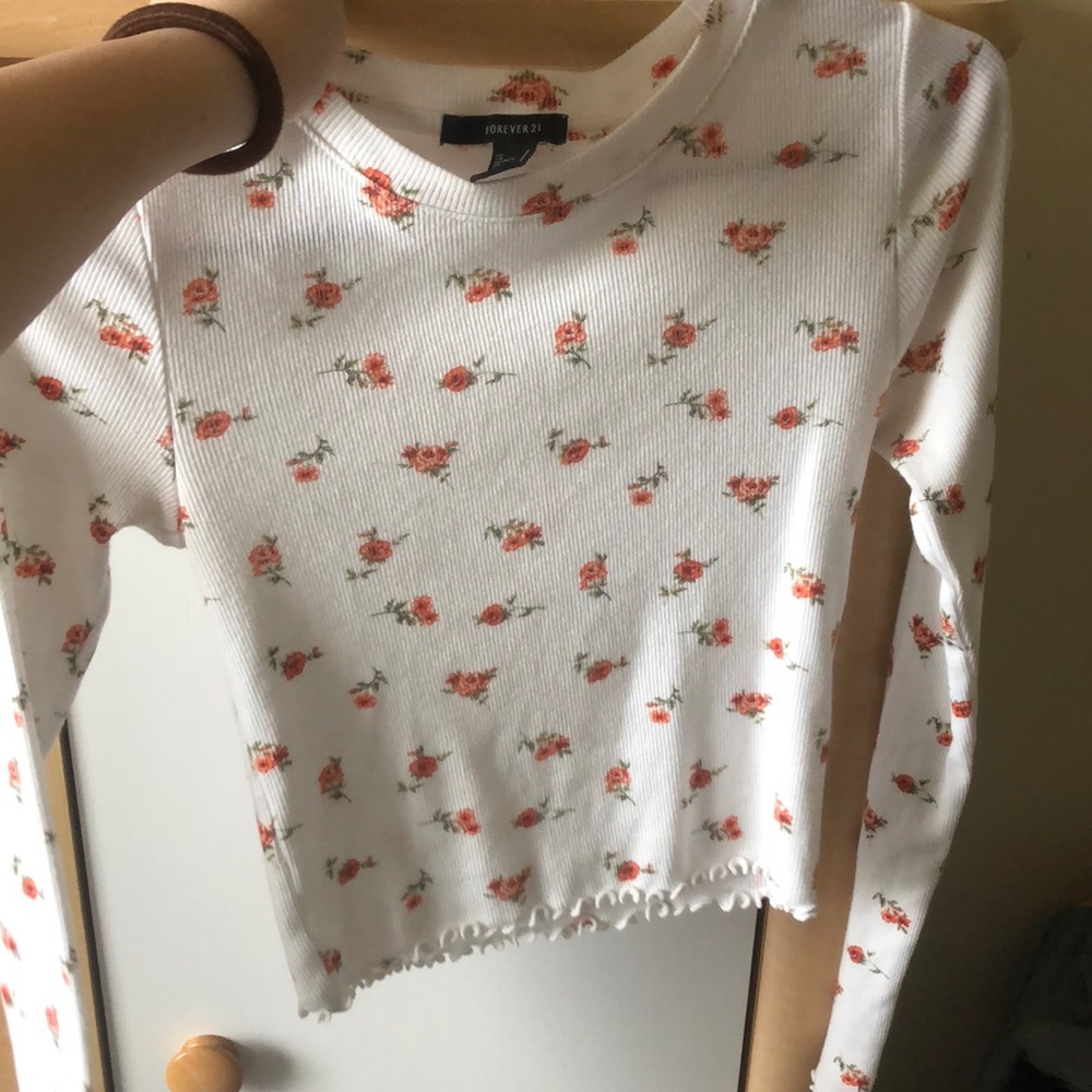 flower long sleeve crop top